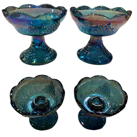 Image of Indiana Carnival Glass Harvest Grape Candlesticks