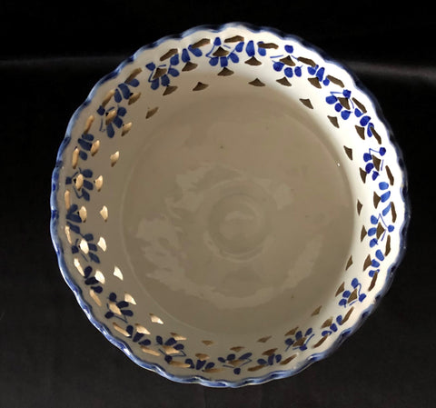 Image of Large Pierced Centerpiece Compote Bowl on Pedestal - Made in Spain