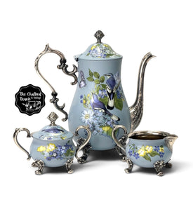 Bird Song Silver Plated Teapot Set