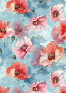 Watercolor Poppy A3 Rice Decoupage Paper