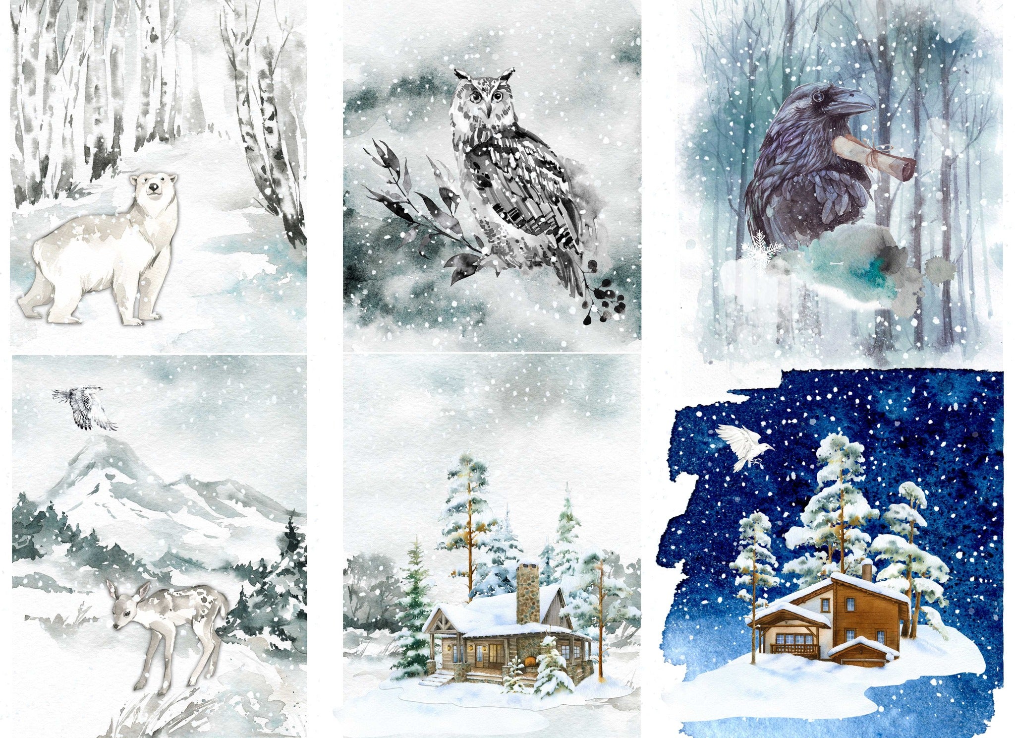 Winter Blocks Decoupage Paper