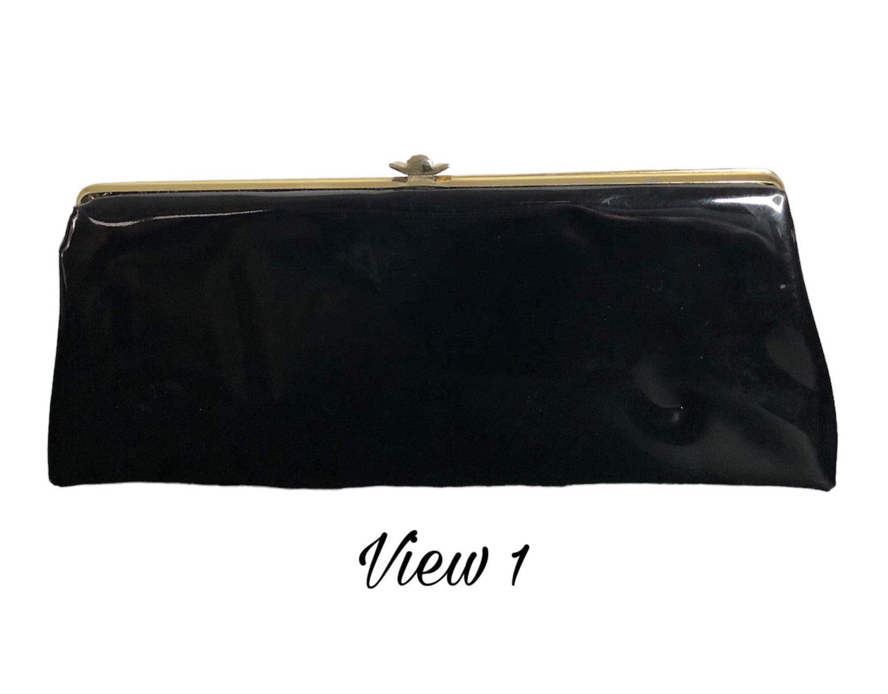 Vintage Black Patent Leather Clutch