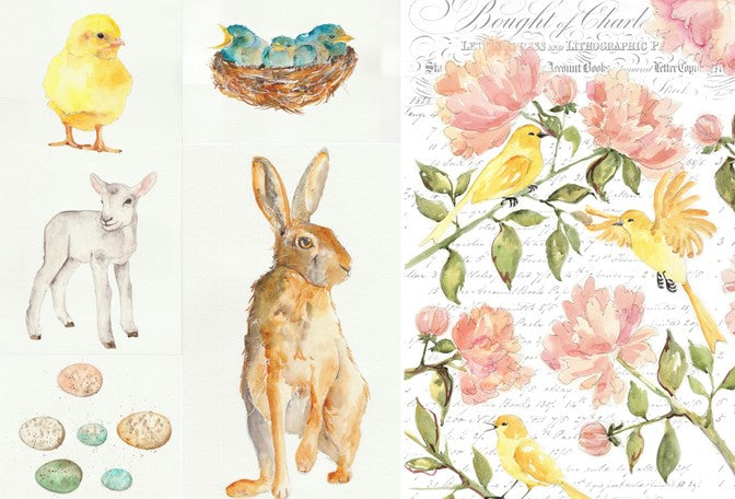 Spring Blocks Decoupage Paper