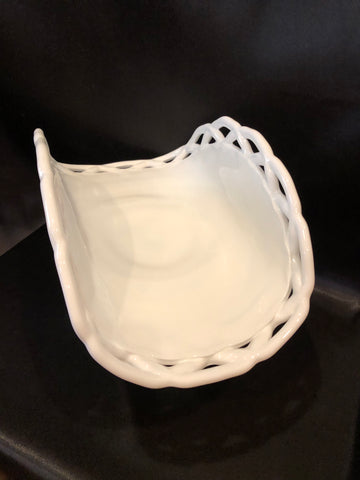 Image of Vintage Milk Glass Fruit Bowl with Pedestal Stand