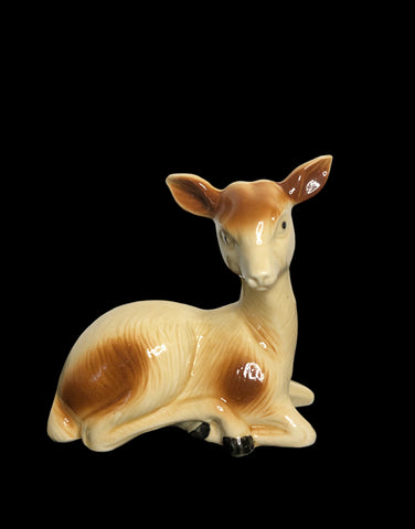 Image of VTG Woodland Sitting Deer Ceramic Figurine