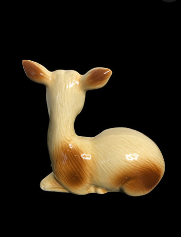 Image of VTG Woodland Sitting Deer Ceramic Figurine