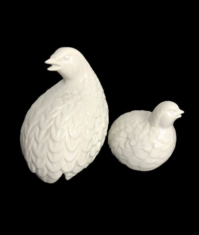 Image of VTG White Ceramic Quail (Set of 2) - Made in Japan