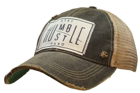 Image of Stay Humble Hustle Hard Distressed Trucker Cap