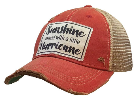 Image of Sunshine With A Little Hurricane Distressed Trucker Cap